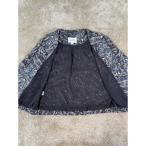 Ann Taylor Loft Black Floral Zip Front Bomber Jacket Lightweight Pockets XS D976 - Picture 4 of 9